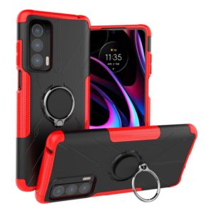 For Motorola Edge 2021 Armor Bear Shockproof PC + TPU Phone Protective Case with Ring Holder(Red) (OEM)