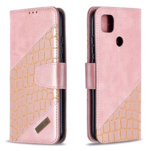 For Xiaomi Redmi 9C Matching Color Crocodile Texture Horizontal Flip PU Leather Case with Wallet & Holder & Card Slots(Rose Gold) (OEM)