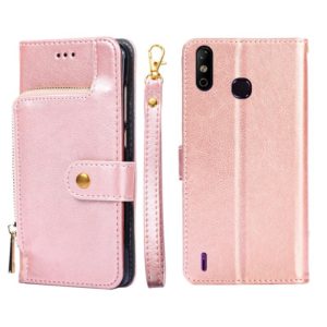 For Infinix Smart 4/X653 Zipper Bag Leather Phone Case(Rose Gold) (OEM)