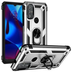 For Motorola Moto G Power (2022) Shockproof TPU + PC Phone Case with Holder(Silver) (OEM)