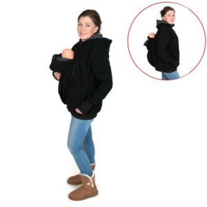 Three-in-one Multi-function Mother Kangaroo Zipper Hoodie Coat with Front Cap Size: M, Chest: 90-93cm, Waist: 70-72cm, Hip: 97-99cm (Black+Blue) (OEM)