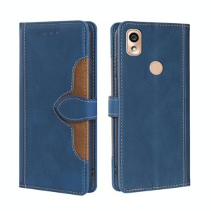 For Kyocera KY-51B Skin Feel Straw Hat Magnetic Buckle Leather Phone Case(Blue) (OEM)