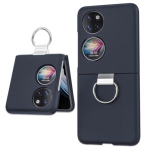 For Huawei P50 Pocket Ring Holder Transparent PC Phone Case(Navy Blue) (OEM)