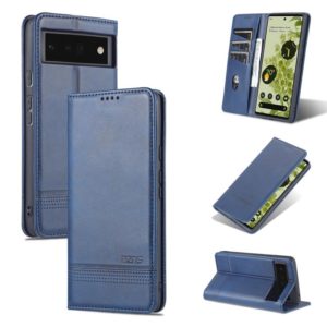 For Google Pixel 6 AZNS Magnetic Calf Texture Horizontal Flip Phone Leather Case(Dark Blue) (AZNS) (OEM)