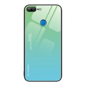 For Honor 9 Lite Gradient Color Glass Phone Case(Green Cyan) (OEM)
