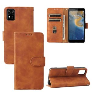 For ZTE Blade A31 Solid Color Skin Feel Magnetic Buckle Horizontal Flip Calf Texture PU Leather Case with Holder & Card Slots & Wallet(Brown) (OEM)