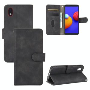 For Samsung Galaxy M01 Core / A01 Core Solid Color Skin Feel Magnetic Buckle Horizontal Flip Calf Texture PU Leather Case with Holder & Card Slots & Wallet(Black) (OEM)