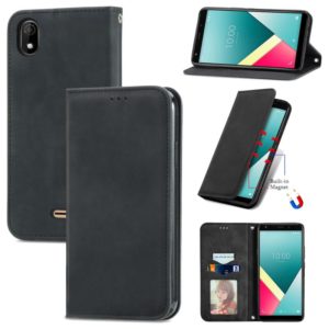For Wiko Y61 Retro Skin Feel Business Magnetic Horizontal Flip Leather Case with Holder & Card Slots & Wallet & Photo Frame(Black) (OEM)
