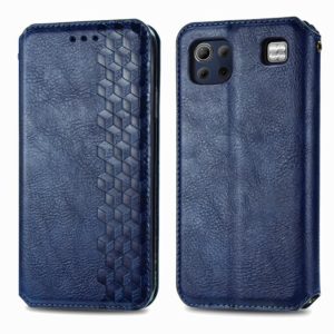 For LG K92 5G Cubic Grid Pressed Horizontal Flip Magnetic PU Leather Case with Holder & Card Slots & Wallet(Blue) (OEM)