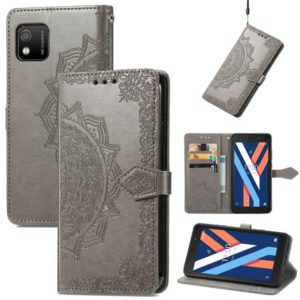 For Wiko Y52 Mandala Flower Embossed Flip Leather Phone Case(Gray) (OEM)