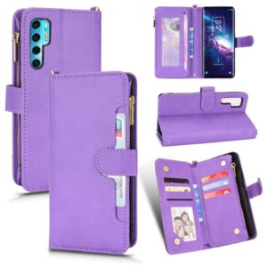 For TCL 20 Pro 5G Litchi Texture Zipper Leather Phone Case(Purple) (OEM)