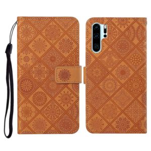 For Huawei P30 Pro Ethnic Style Embossed Pattern Horizontal Flip Leather Case with Holder & Card Slots & Wallet & Lanyard(Brown) (OEM)