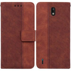 For Nokia 1.3 Geometric Embossed Leather Phone Case(Brown) (OEM)