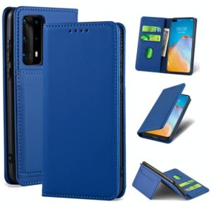 For Huawei P40 Pro Strong Magnetism Liquid Feel Horizontal Flip Leather Case with Holder & Card Slots & Wallet(Blue) (OEM)