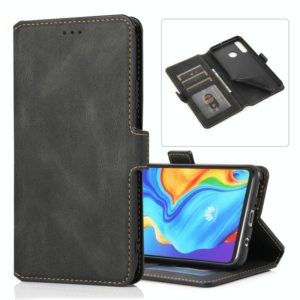 For Huawei P30 Lite Retro Magnetic Closing Clasp Horizontal Flip Leather Case with Holder & Card Slots & Photo Frame & Wallet(Black) (OEM)