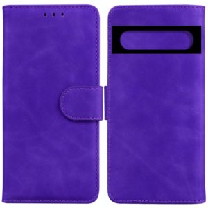 For Google Pixel 7 Pro 5G Skin Feel Pure Color Flip Leather Phone Case(Purple) (OEM)