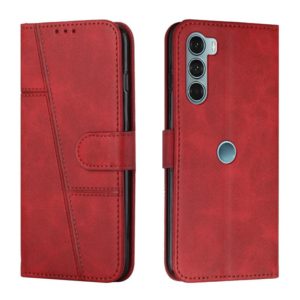 For Motorola Moto G200 5G / Edge S30 Stitching Calf Texture Buckle Leather Phone Case(Red) (OEM)