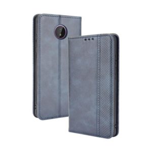 For Nokia C10 / C20 Magnetic Buckle Retro Crazy Horse Texture Horizontal Flip Leather Case with Holder & Card Slots & Photo Frame(Blue) (OEM)