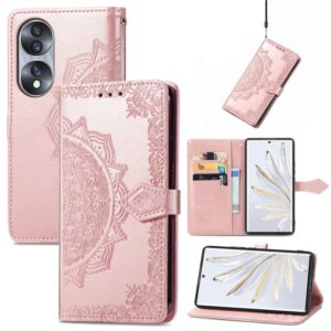 For Honor 70 Mandala Flower Embossed Horizontal Flip Leather Phone Case(Rose Gold) (OEM)
