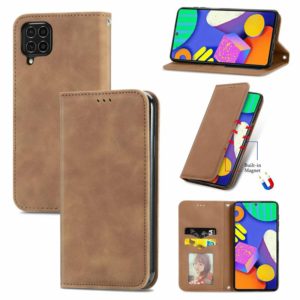 For Samsung Galaxy F62 Retro Skin Feel Business Magnetic Horizontal Flip Leather Case With Holder & Card Slots & Wallet & Photo Frame(Brown) (OEM)