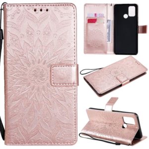 For OPPO Realme 7i / C17 Sun Embossing Pattern Horizontal Flip Leather Case with Card Slot & Holder & Wallet & Lanyard(Rose Gold) (OEM)