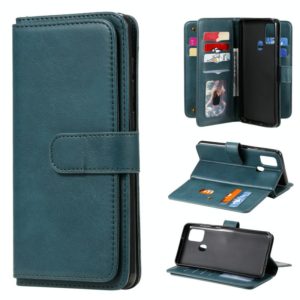 For Samsung Galaxy A21s Multifunctional Magnetic Copper Buckle Horizontal Flip Solid Color Leather Case with 10 Card Slots & Wallet & Holder & Photo Frame(Dark Green) (OEM)
