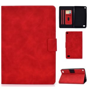 For Kindle Fire 7 2015 / 2017 / 2019 Cowhide Texture Horizontal Flip Leather Case with Holder & Card Slots & Sleep / Wake-up Function(Red) (OEM)