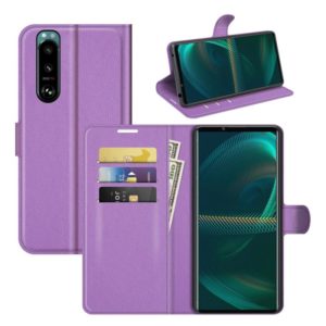 For Sony Xperia 5 III Litchi Texture Horizontal Flip Protective Case with Holder & Card Slots & Wallet(Purple) (OEM)
