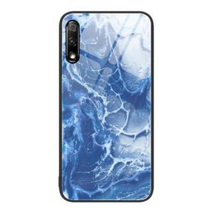 For Honor 9X Marble Pattern Glass Protective Phone Case(Blue Ocean) (OEM)
