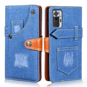 For Xiaomi Redmi Note 10 Pro 5G Denim Horizontal Flip Leather Case with Holder & Card Slot & Wallet(Dark Blue) (OEM)