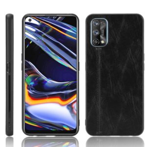 For OPPO Realme 7 Pro Shockproof Sewing Cow Pattern Skin PC + PU + TPU Case(Black) (OEM)
