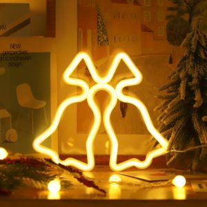Christmas Decoration Neon Lights Wall-Mounted Ornaments, Spec: Bell-Warm Light (OEM)