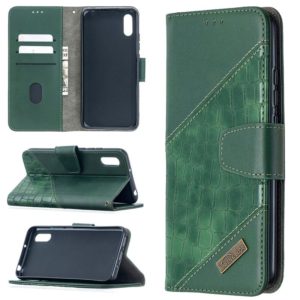 For Xiaomi Redmi 9A Matching Color Crocodile Texture Horizontal Flip PU Leather Case with Wallet & Holder & Card Slots(Green) (OEM)