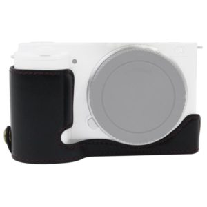 1/4 inch Thread PU Leather Camera Half Case Base for Sony ZV-E10 / ZV-E10L (Black) (OEM)