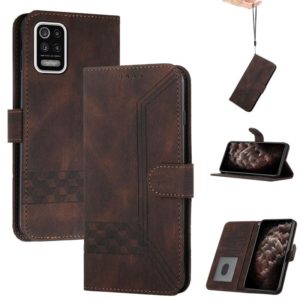 For LG K52 Cubic Skin Feel Flip Leather Phone Case(Dark Brown) (OEM)