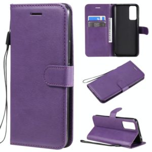 For Huawei Honor 30 Solid Color Horizontal Flip Protective Leather Case with Holder & Card Slots & Wallet & Lanyard(Purple) (OEM)