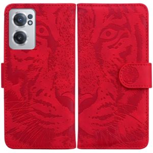 For OnePlus Nord CE 2 5G Tiger Embossing Pattern Horizontal Flip Leather Phone Case(Red) (OEM)
