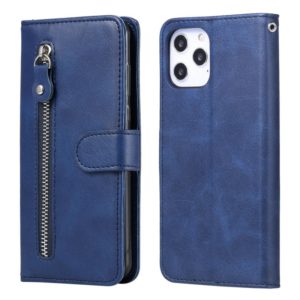 For iPhone 12 Pro Max Fashion Calf Texture Zipper Horizontal Flip Leather Case with Stand & Card Slots & Wallet Function(Blue) (OEM)