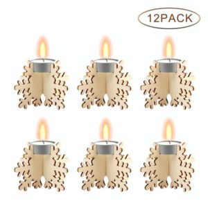 12pcs / Set Wooden Christmas Small Candle Holder Christmas Ornament (OEM)
