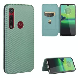 For Motorola Moto One Macro / G8 Play Carbon Fiber Texture Horizontal Flip TPU + PC + PU Leather Case with Rope & Card Slot(Green) (OEM)