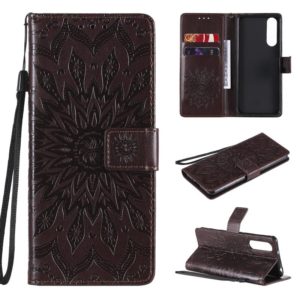 For Sony Xperia5 II Sun Embossing Pattern Horizontal Flip Leather Case with Card Slot & Holder & Wallet & Lanyard(Brown) (OEM)