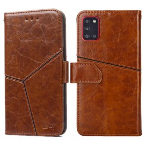 For Samsung Galaxy A31(EU Version) Geometric Stitching Horizontal Flip TPU + PU Leather Case with Holder & Card Slots & Wallet(Light Brown) (OEM)