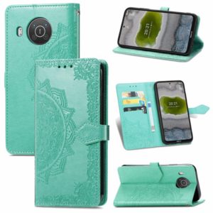 For Nokia X10 Mandala Flower Embossed Horizontal Flip Leather Case with Bracket / Card Slot / Wallet / Lanyard(Green) (OEM)