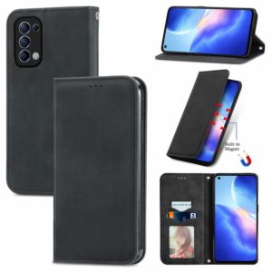 For OPPO Reno 5 5G /Find X3 Lite Retro Skin Feel Business Magnetic Horizontal Flip Leather Case With Holder & Card Slots & Wallet & Photo Frame(Black) (OEM)
