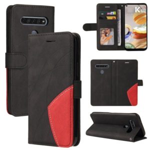 For LG K61 Dual-color Splicing Horizontal Flip PU Leather Case with Holder & Card Slots & Wallet(Black) (OEM)