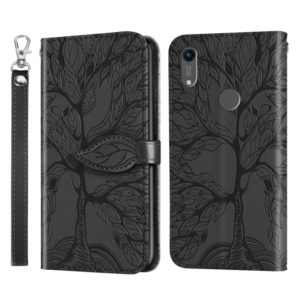 For Huawei Y6 (2019) Life of Tree Embossing Pattern Horizontal Flip Leather Case with Holder & Card Slot & Wallet & Photo Frame & Lanyard(Black) (OEM)