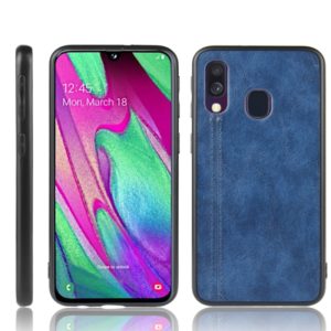 For Galaxy A30/A20 Shockproof Sewing Cow Pattern Skin PC + PU + TPU Case(Blue) (OEM)