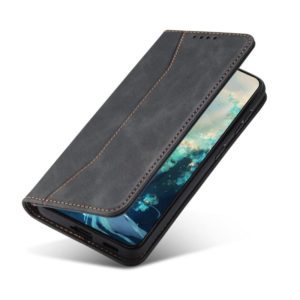 For Xiaomi Poco X3 NFC Skin-feel Calfskin Texture Magnetic Dual-Fold Horizontal Flip Leather Case with Holder & Card Slots & Wallet(Black) (OEM)