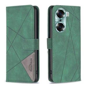 For Honor 60 Rhombus Texture Magnetic Buckle Horizontal Flip Leather Phone Case(Green) (OEM)