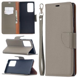 For Samsung Galaxy Note20 Ultra Litchi Texture Pure Color Horizontal Flip Leather Case with Holder & Card Slots & Wallet & Lanyard(Grey) (OEM)